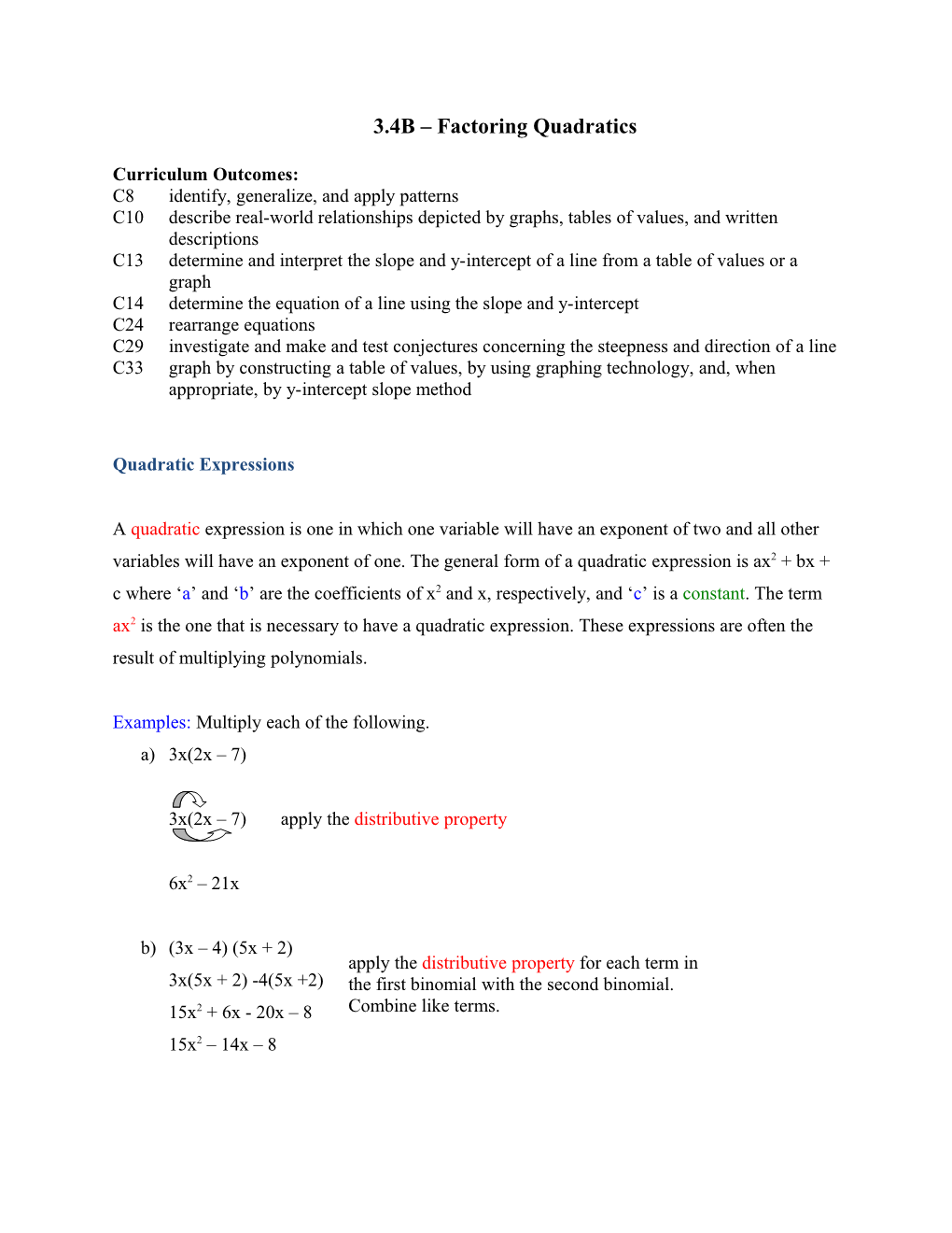 3.4B Factoring Quadratics