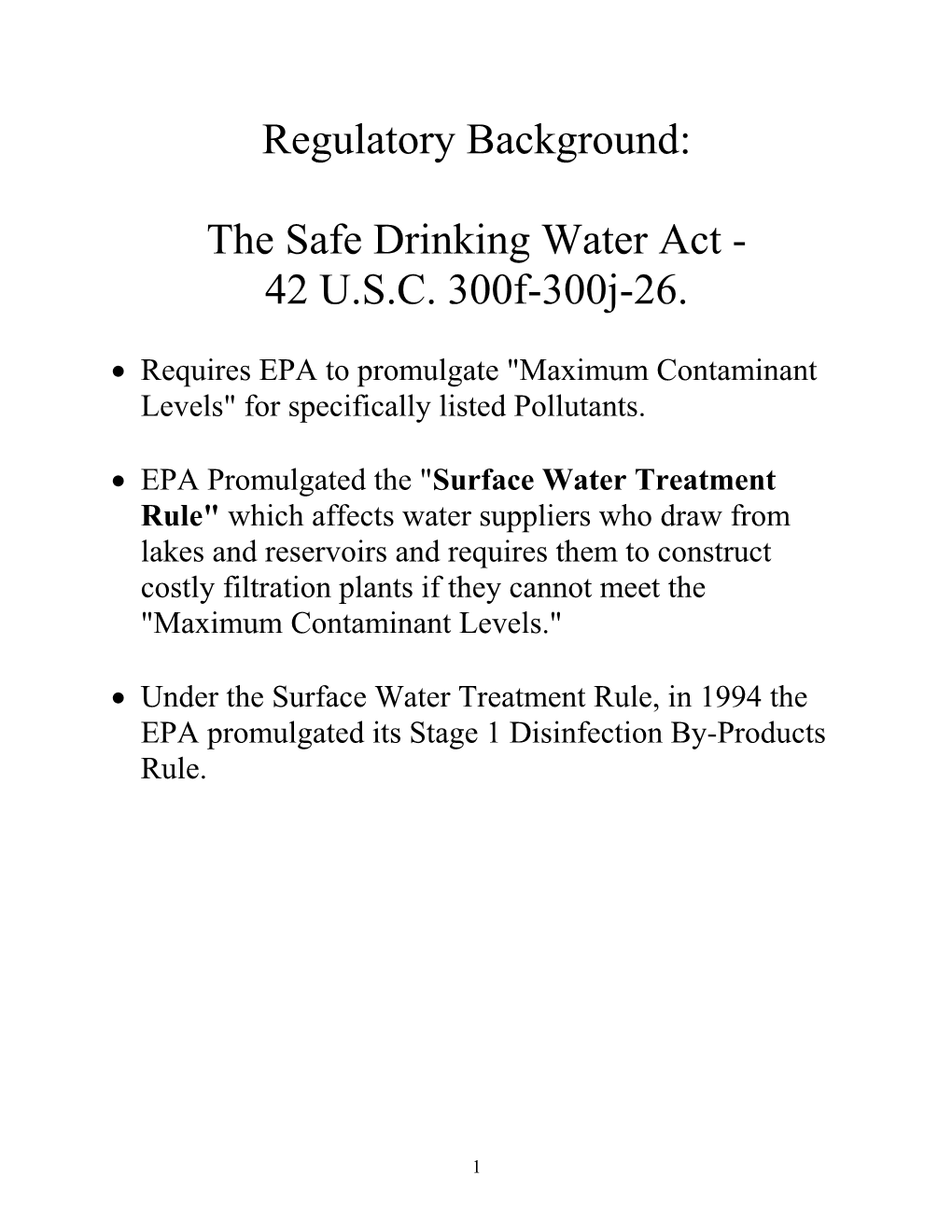 The Safe Drinking Water Act