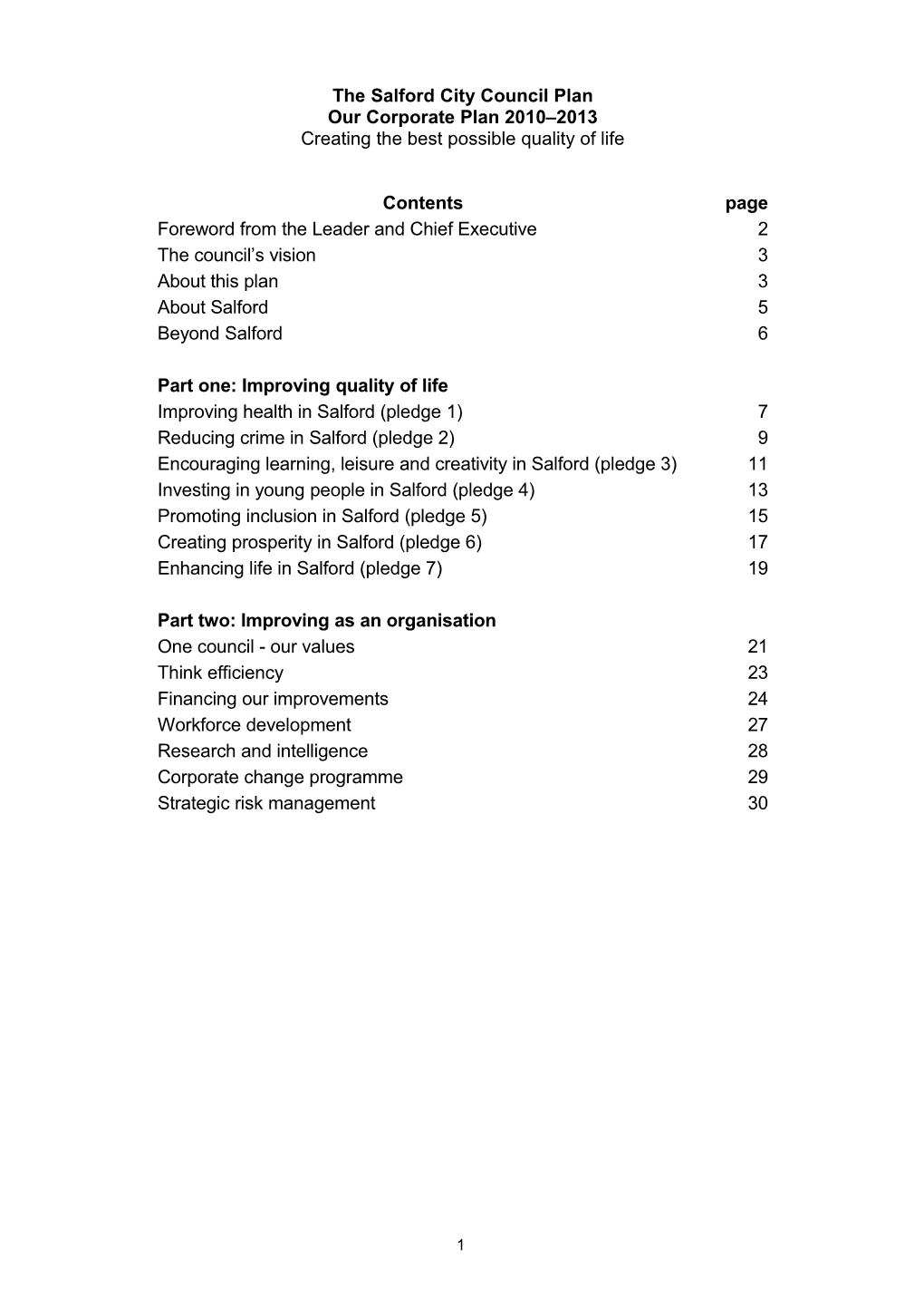 The Salfordcity Council Plan