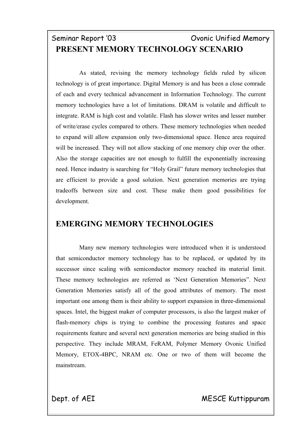 Seminar Report 03Ovonic Unified Memory