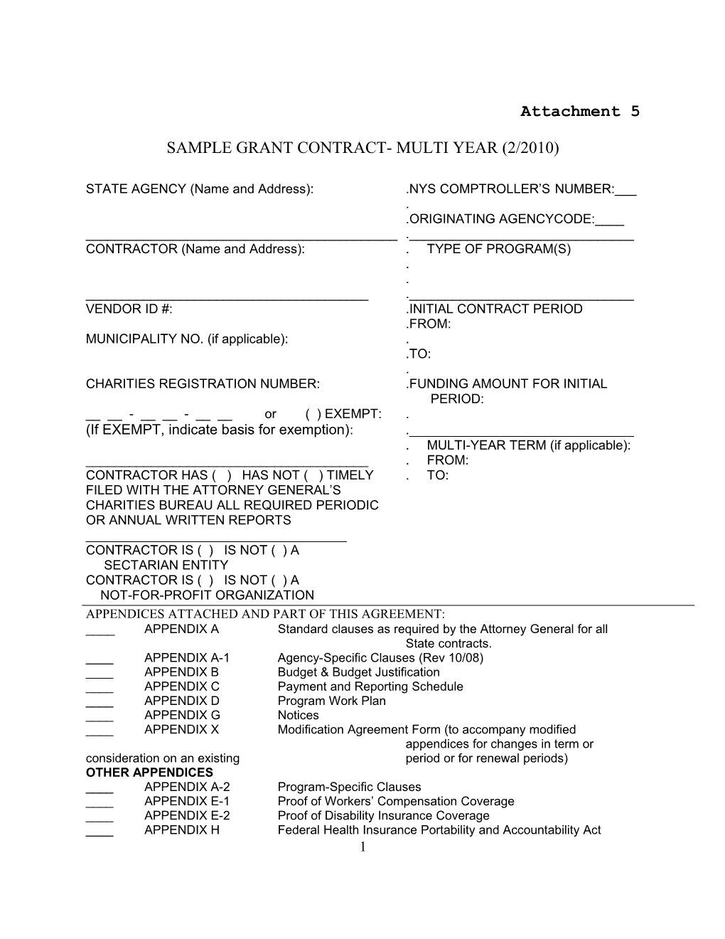 Sample Grant Contract- Multi Year(2/2010)