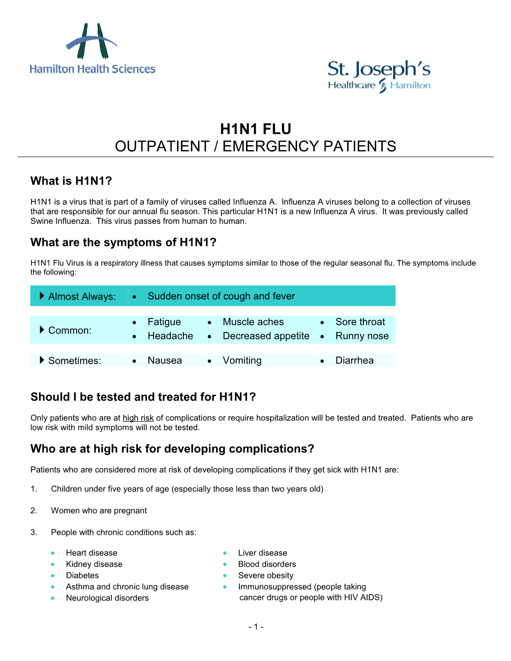 HHS Patient Information