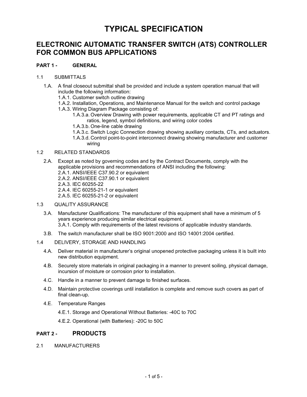 Electronic Automatic Transfer Switch (Ats) Controller