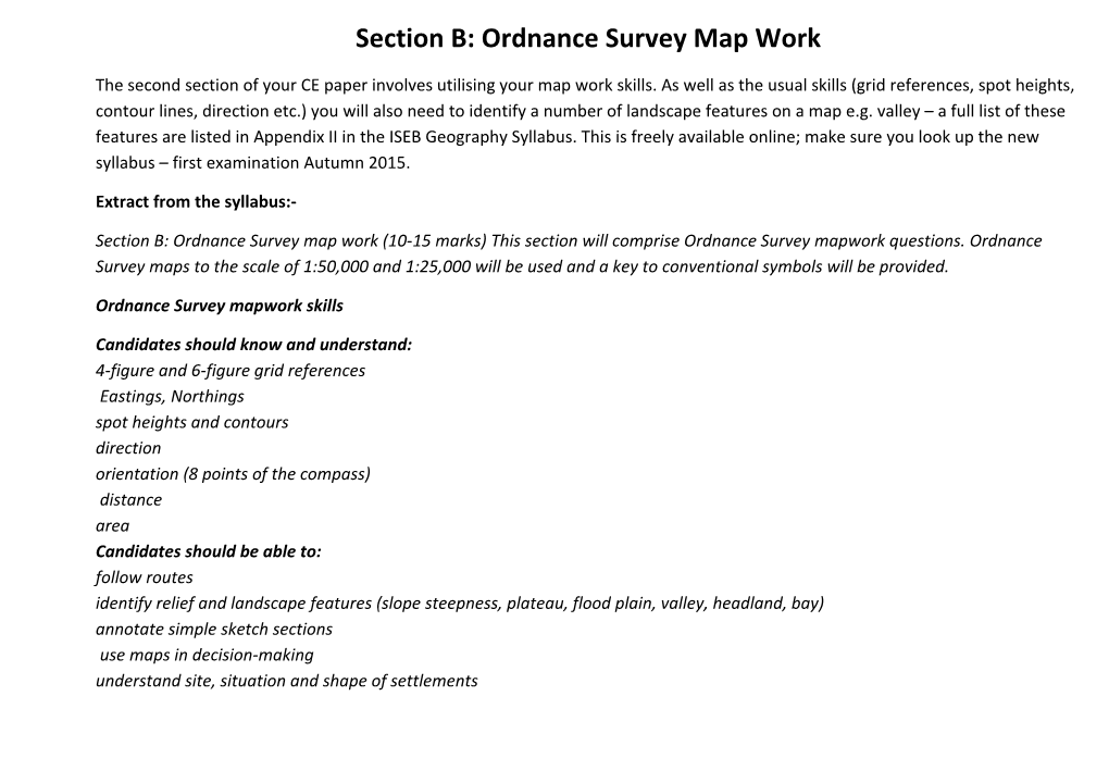 Section B: Ordnance Survey Map Work