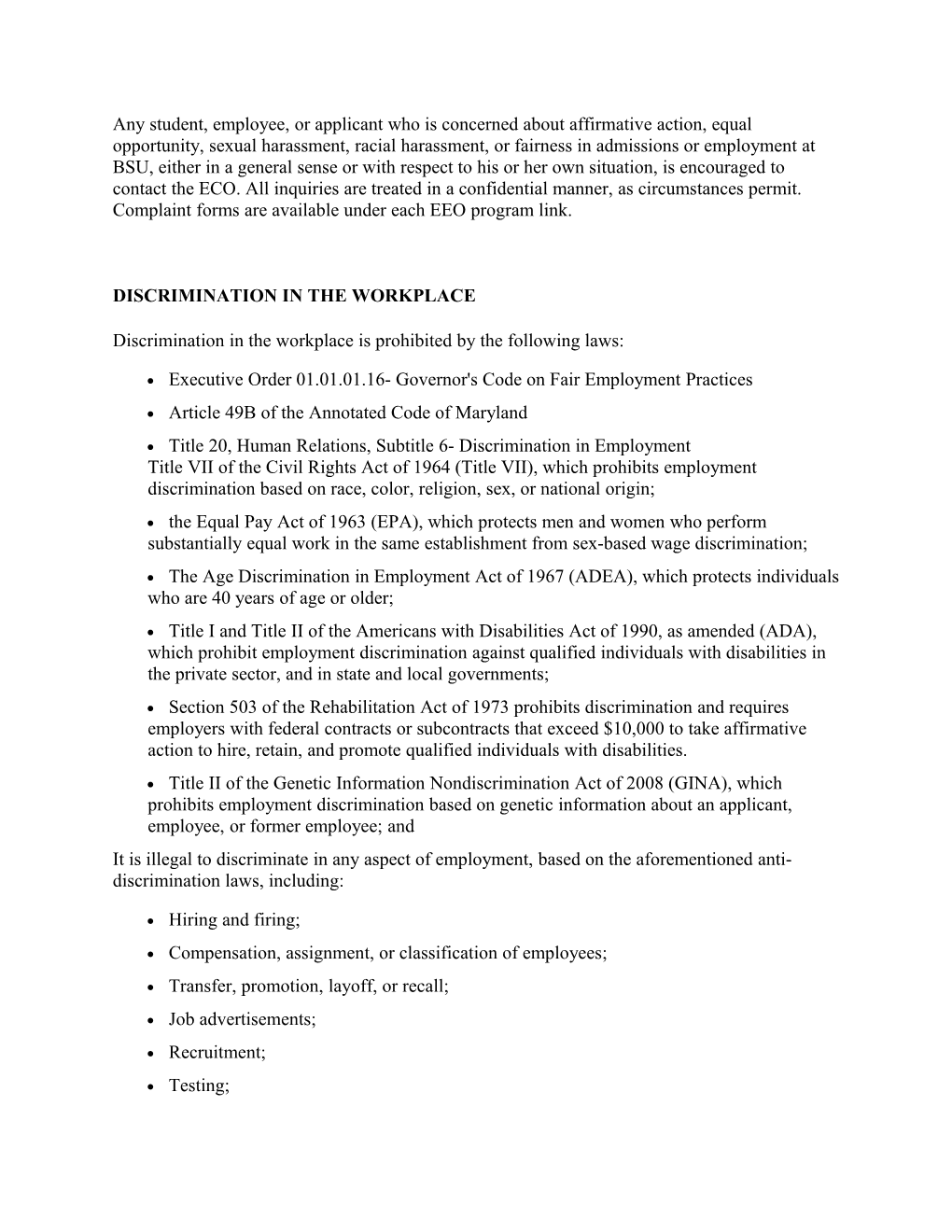 Equal Employment Opportunity Non-Discrimination Statement