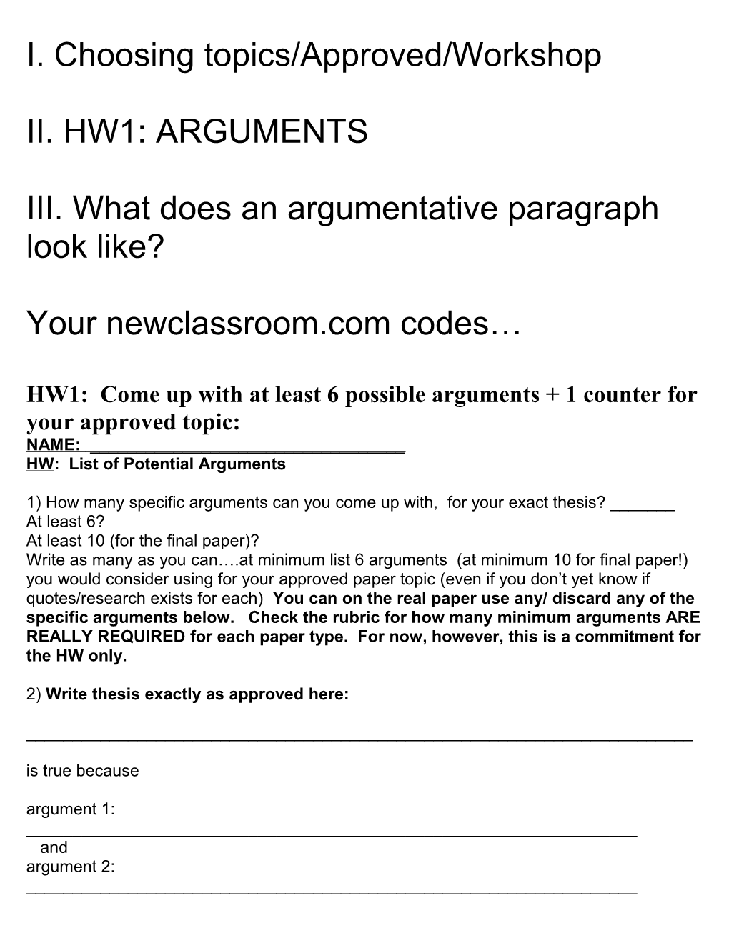 III. What Does an Argumentative Paragraph Look Like?