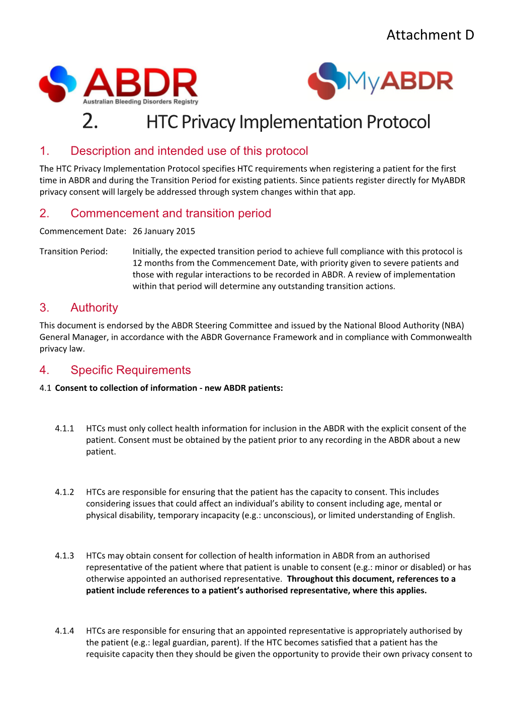 HTC Privacy Implementation Protocol