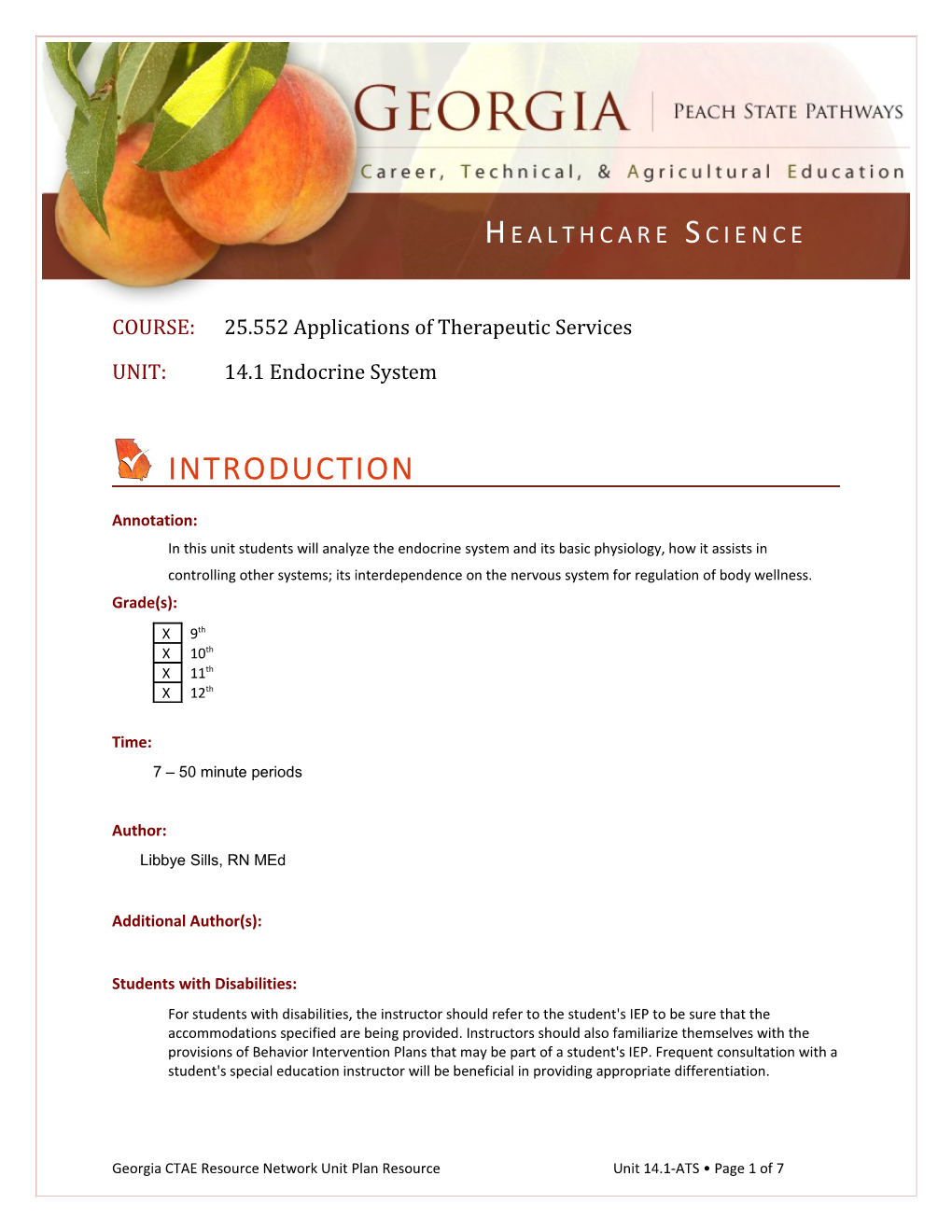 COURSE: 25.552 Applications of Therapeutic Services