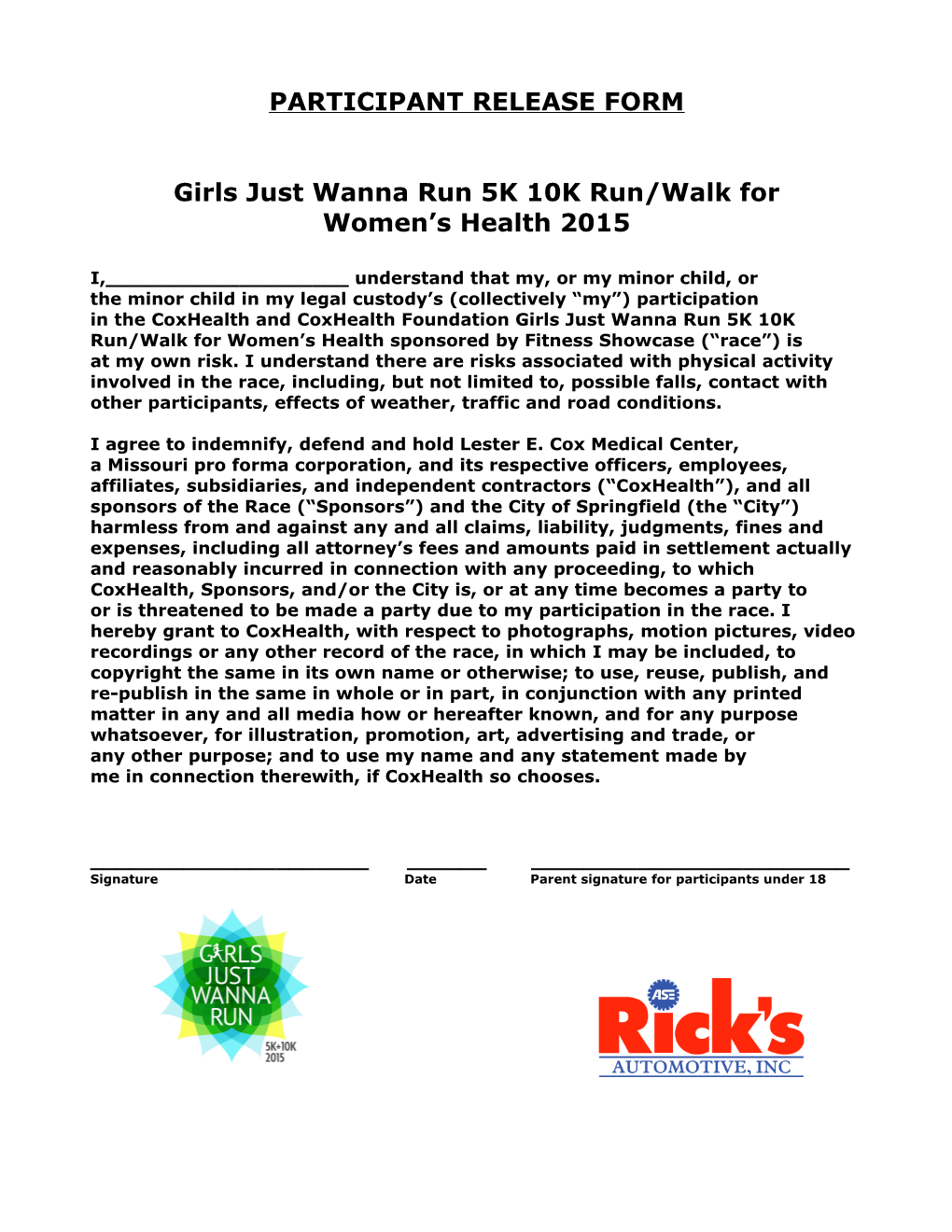 2016 GIRLS JUST WANNA RUN Presented by Rick S Automotive