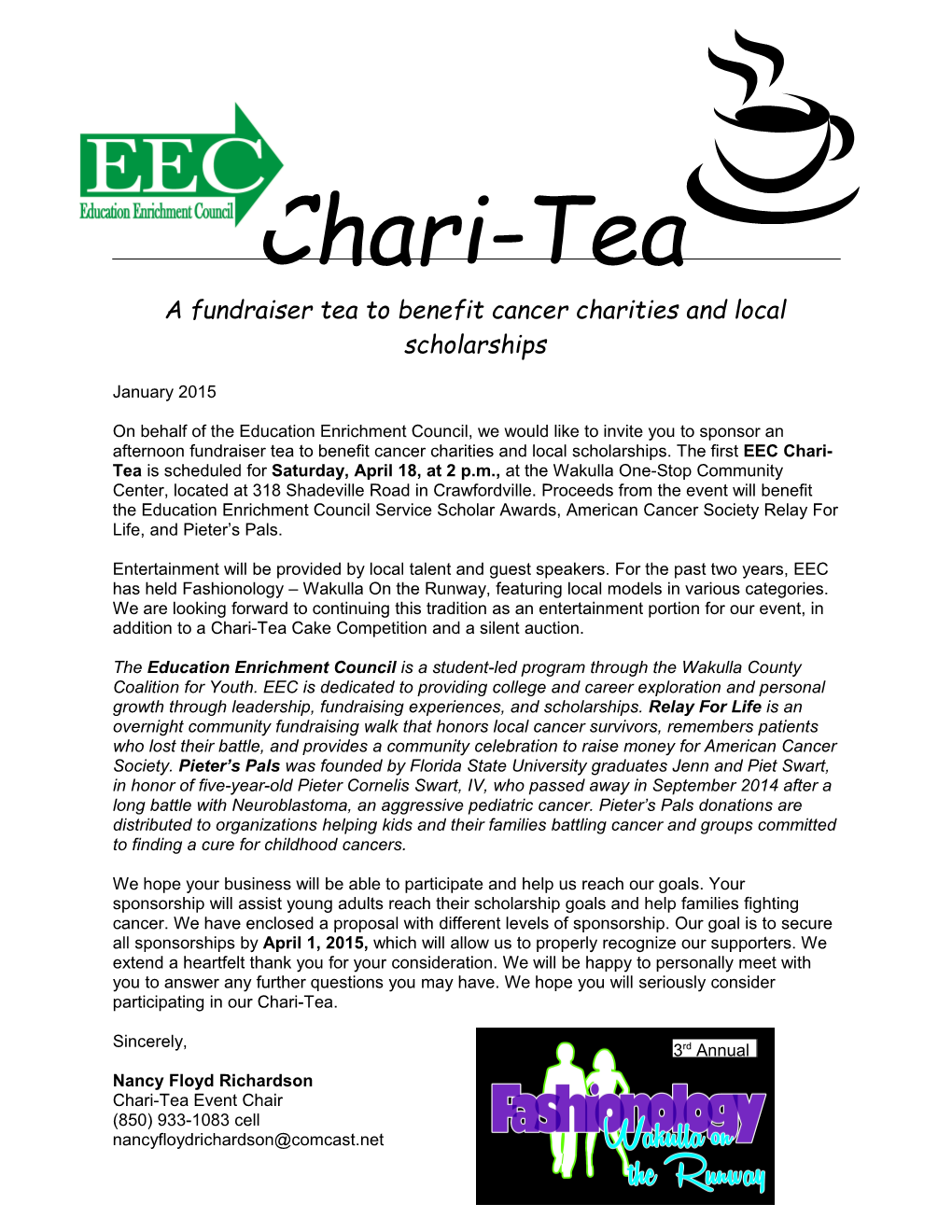 A Fundraiser Tea to Benefit Cancer Charities and Local Scholarships