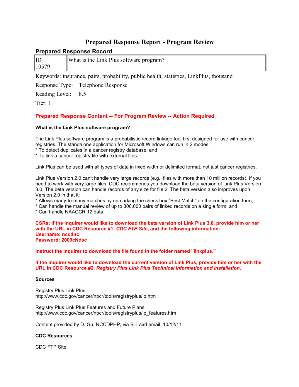 Prepared Response Report - Program Review