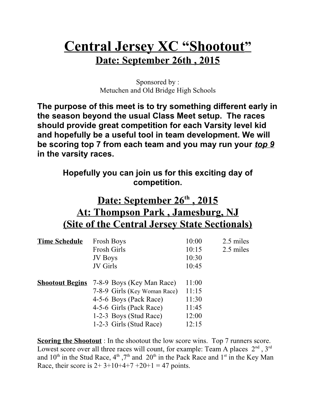Central Jersey XC Shootout