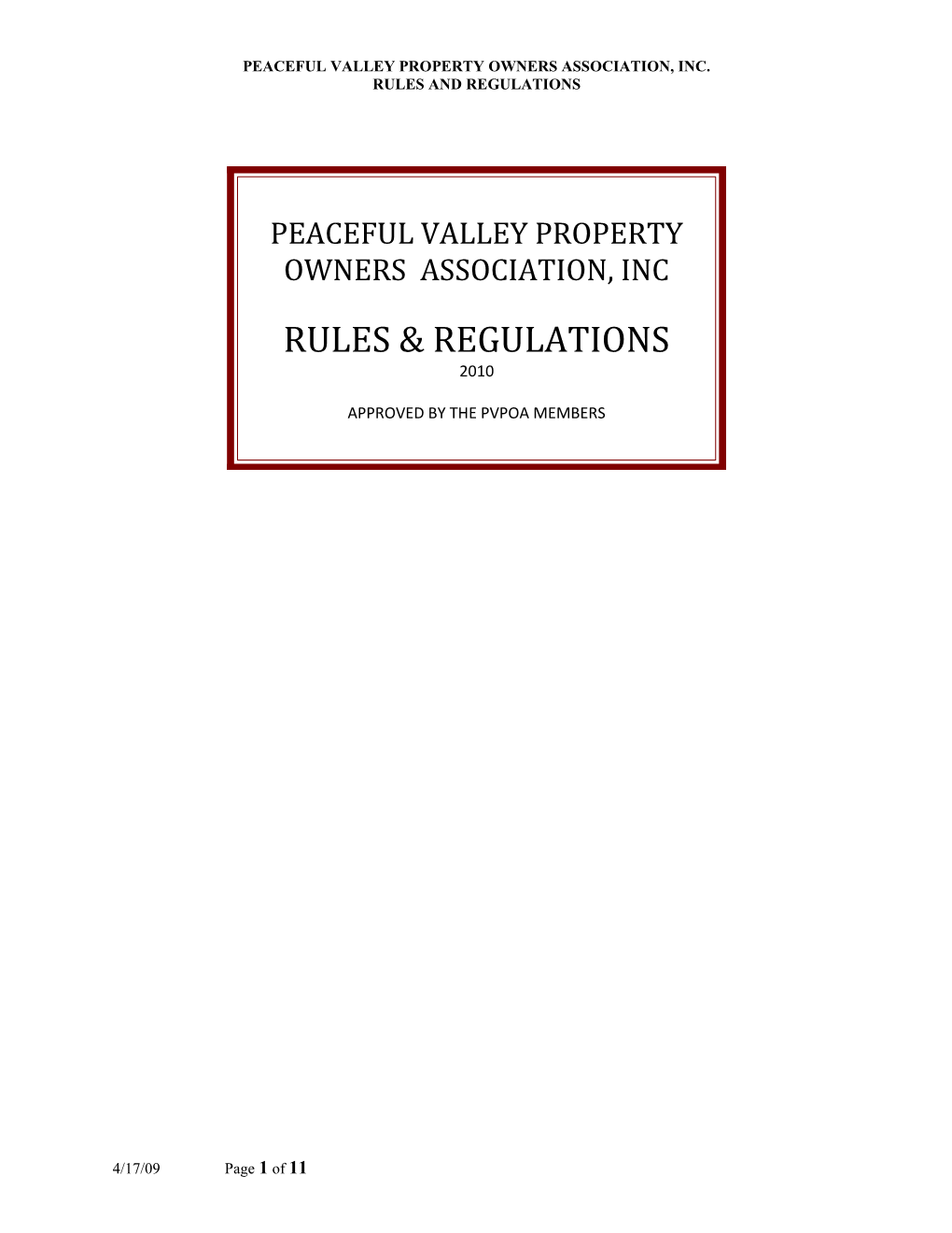 Peacefule Valley Property Owners Association, Inc
