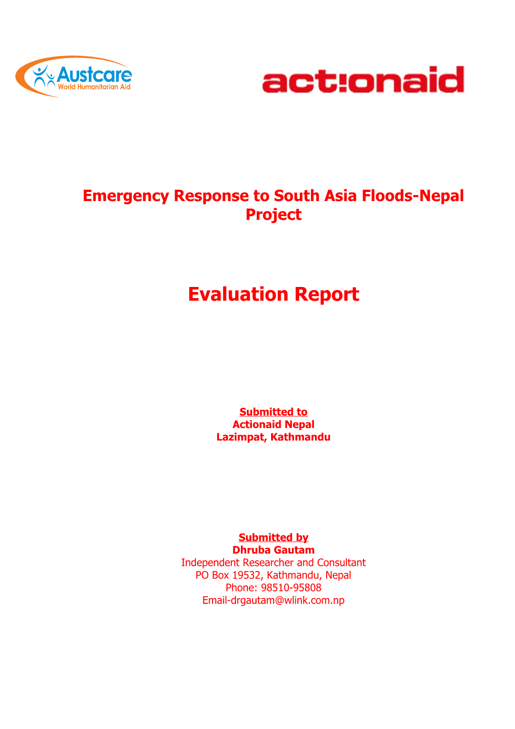 Emergency Response to South Asia Floods-Nepal Project