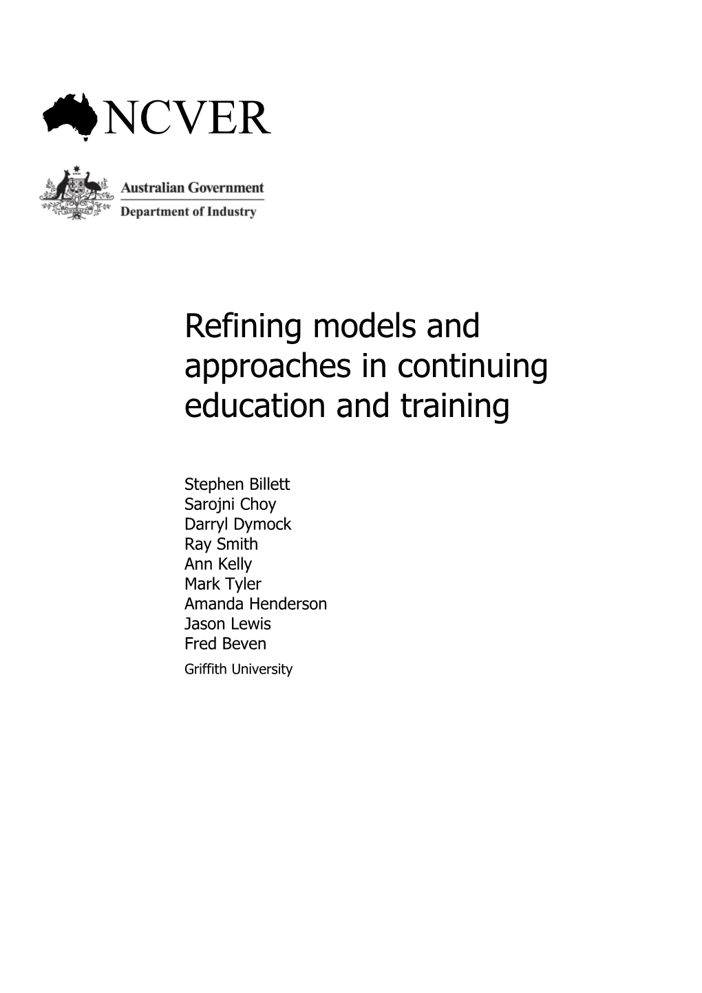 Refining Models and Approaches in Continuing Education and Training
