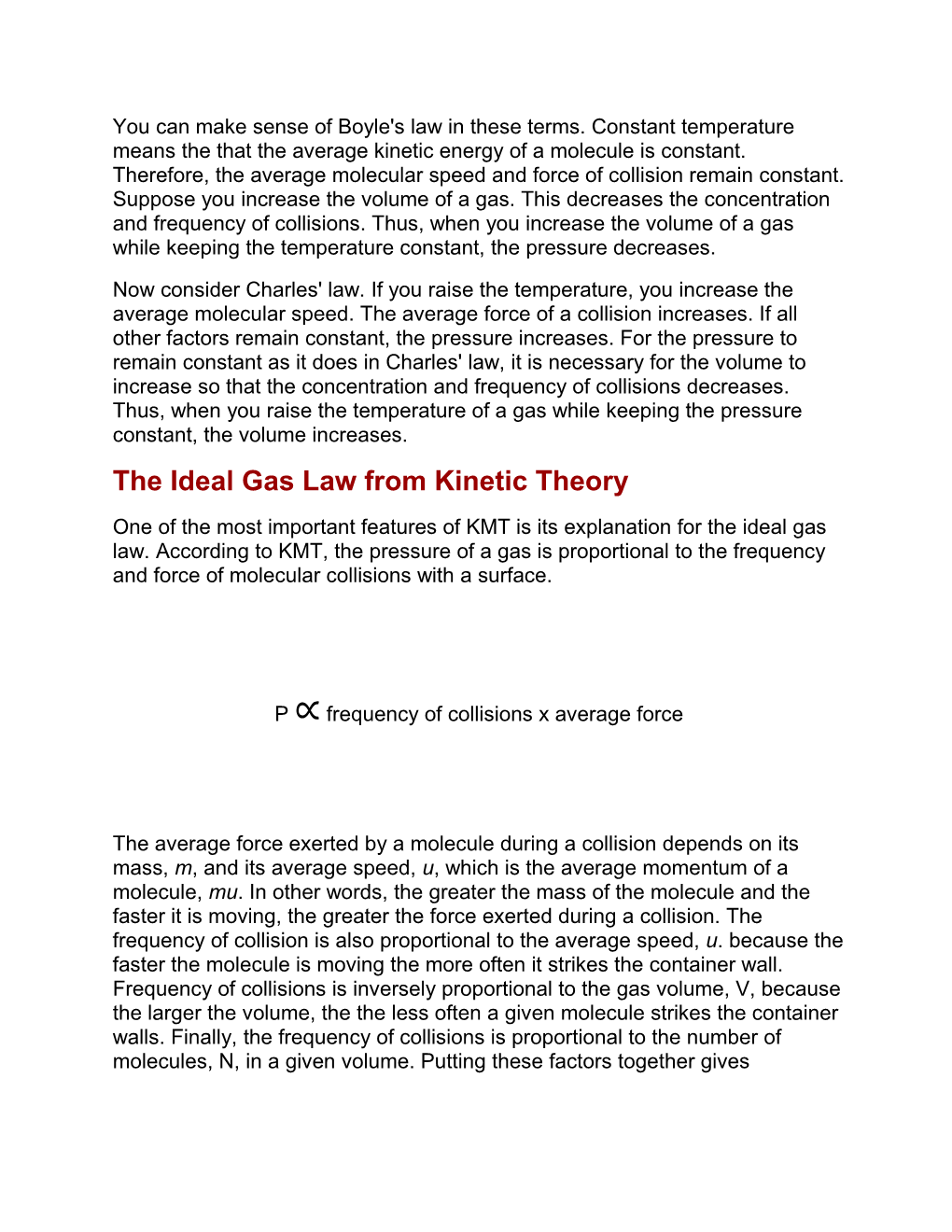 Lesson 5.6 Kinetic Molecular Theory