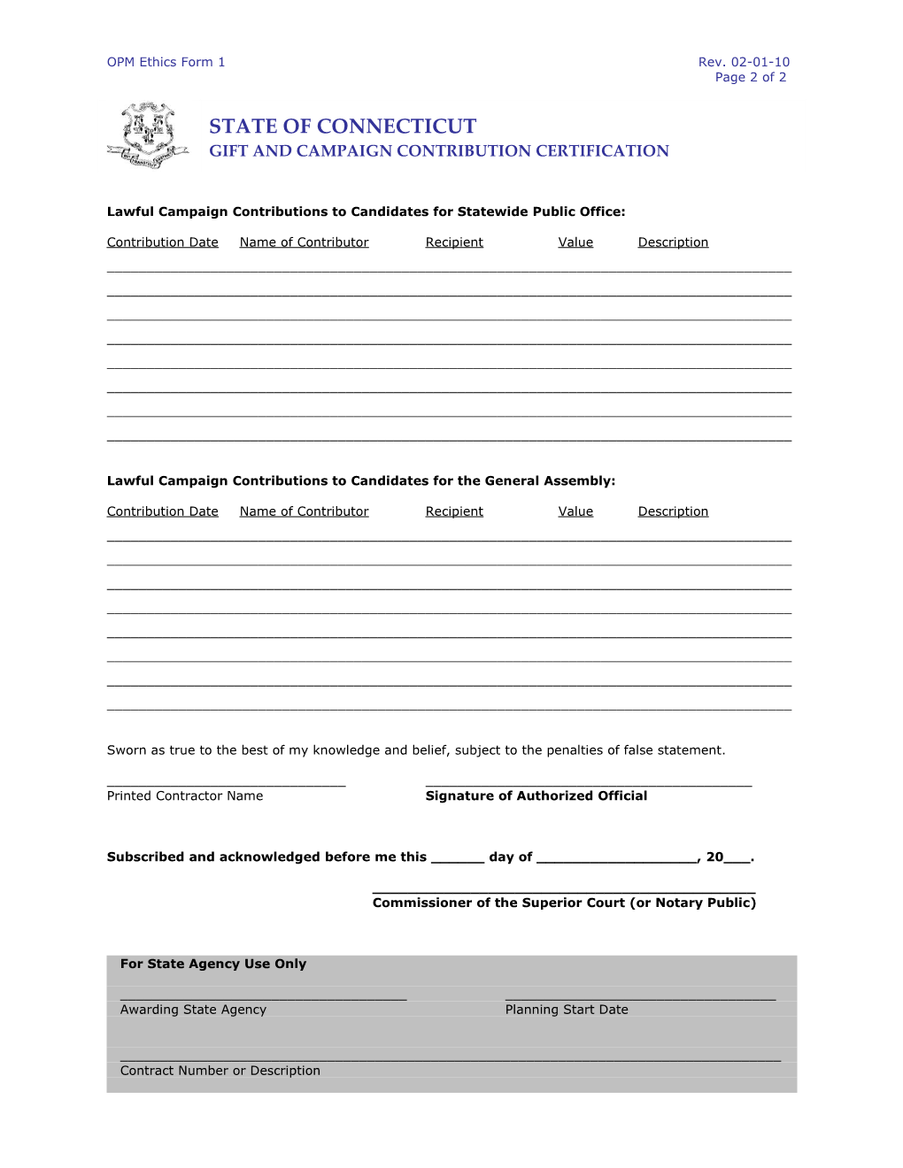OPM Ethics Form 1Rev. 02-01-10