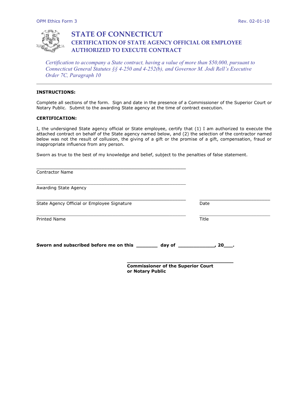 OPM Ethics Form 1Rev. 02-01-10