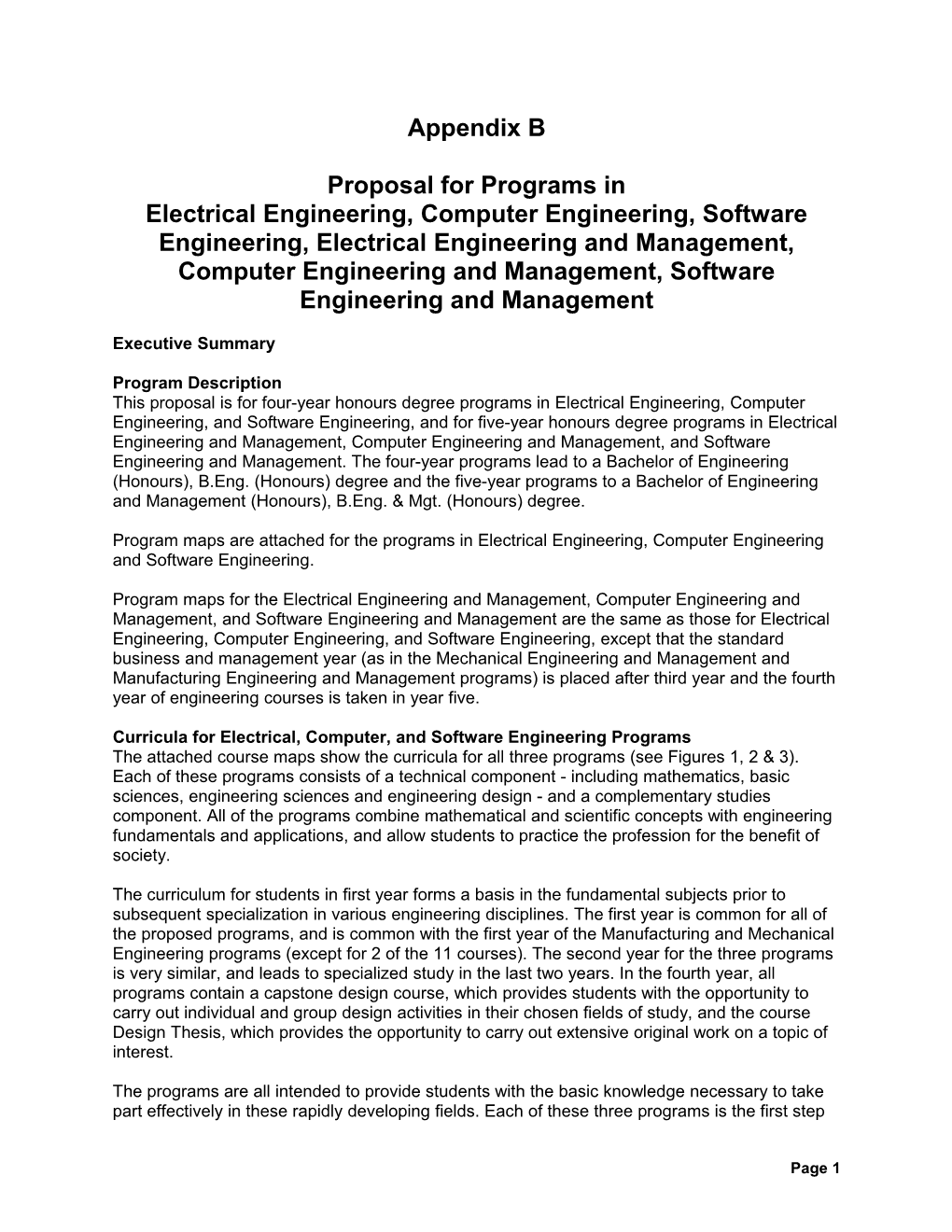 Proposal for Programs In