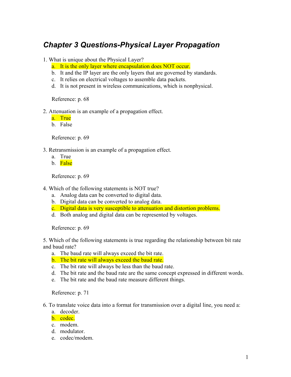 Chapter 3 Questions-Physical Layer Propagation