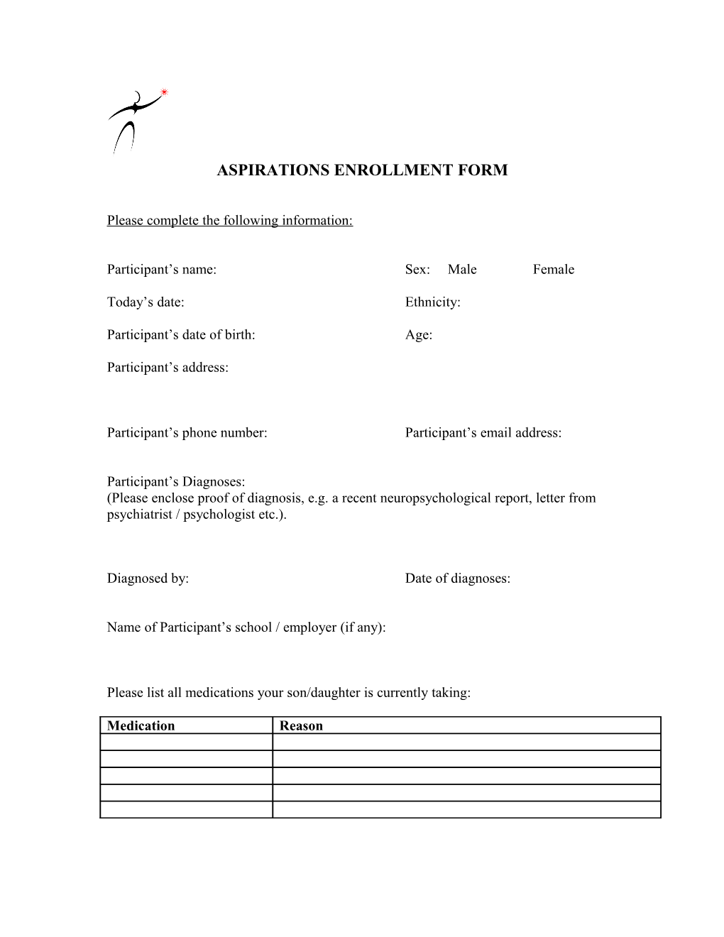 Aspirations Enrollment Form