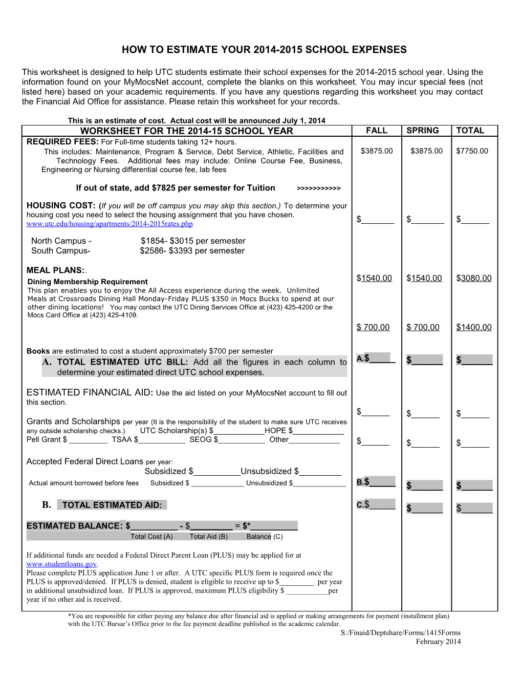 How to Estimate Your 2014-2015 School Expenses