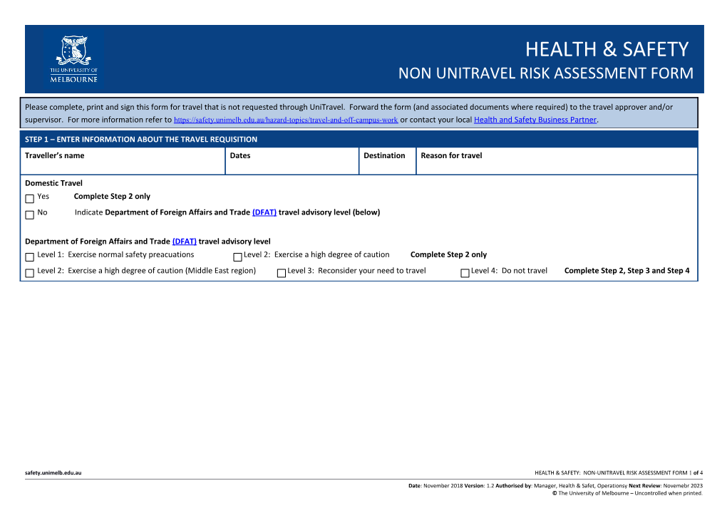 Non Travel-Portal Risk Assessment Form