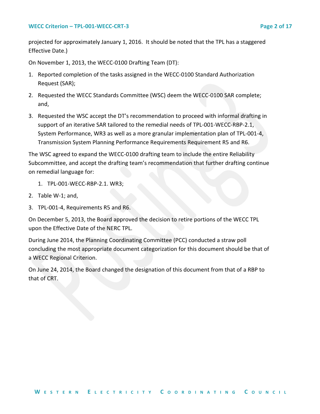 WECC-0100 Posting 4 TPL-001-WECC-CRT-3 - for Redline 8-27-2015