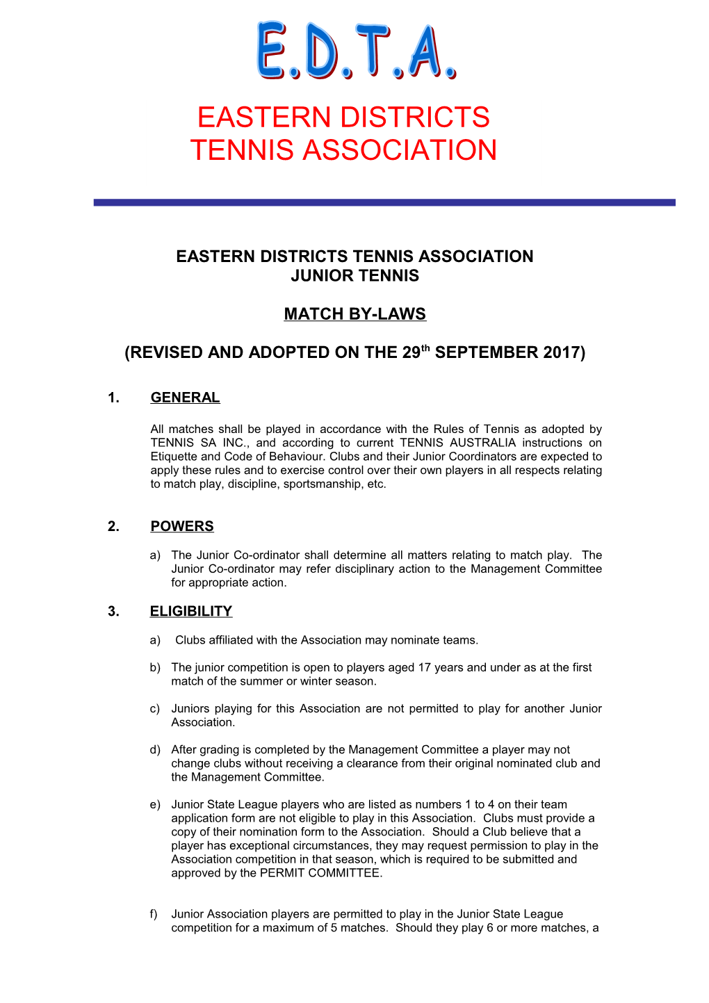 Eastern Districts Tennis Association