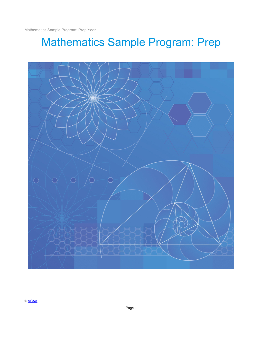 Mathematics Sample Program: Year Foundation