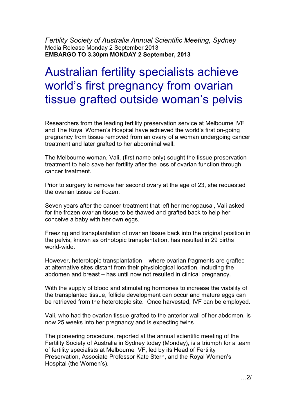 Fertility Society of Australia Annual Scientific Meeting, Sydney