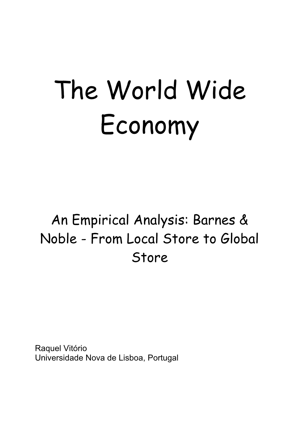 The World Wide Economy
