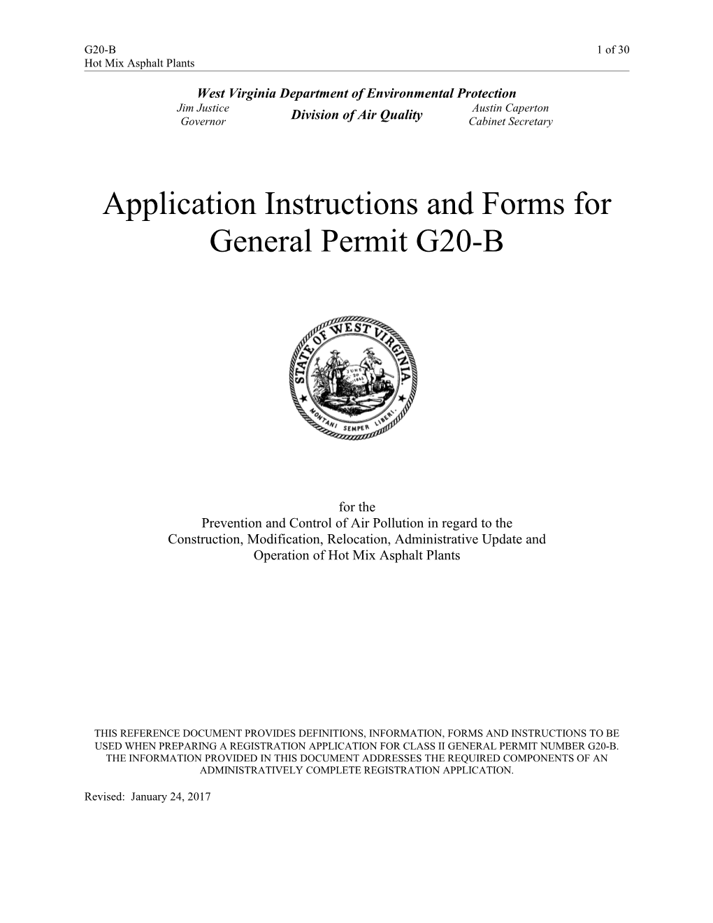 Application Instructions and Forms for General Permit G20-B