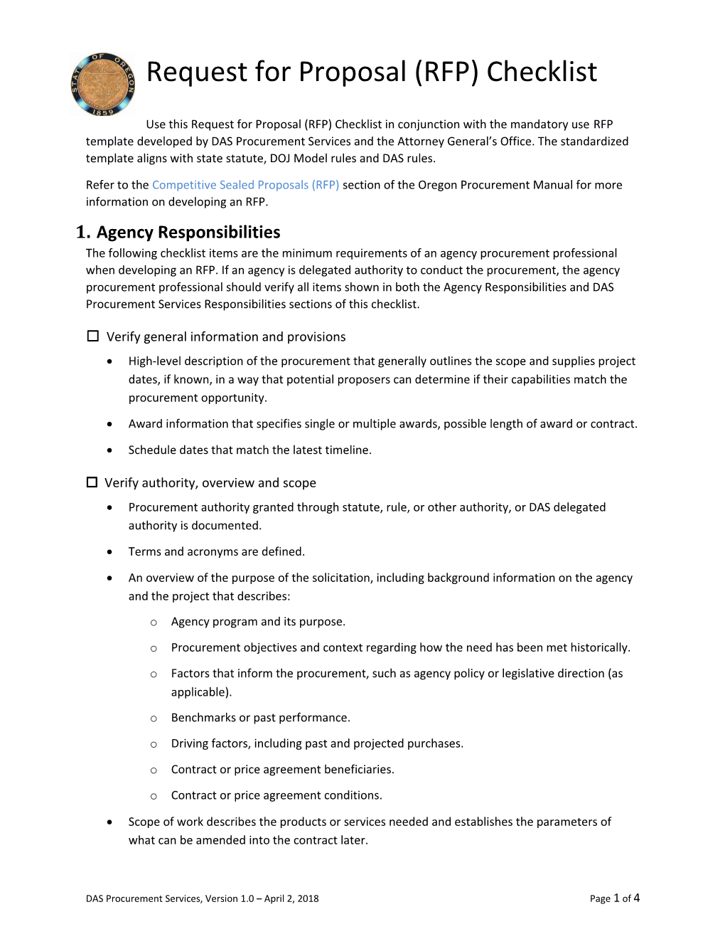 Request for Proposal (RFP) Checklist