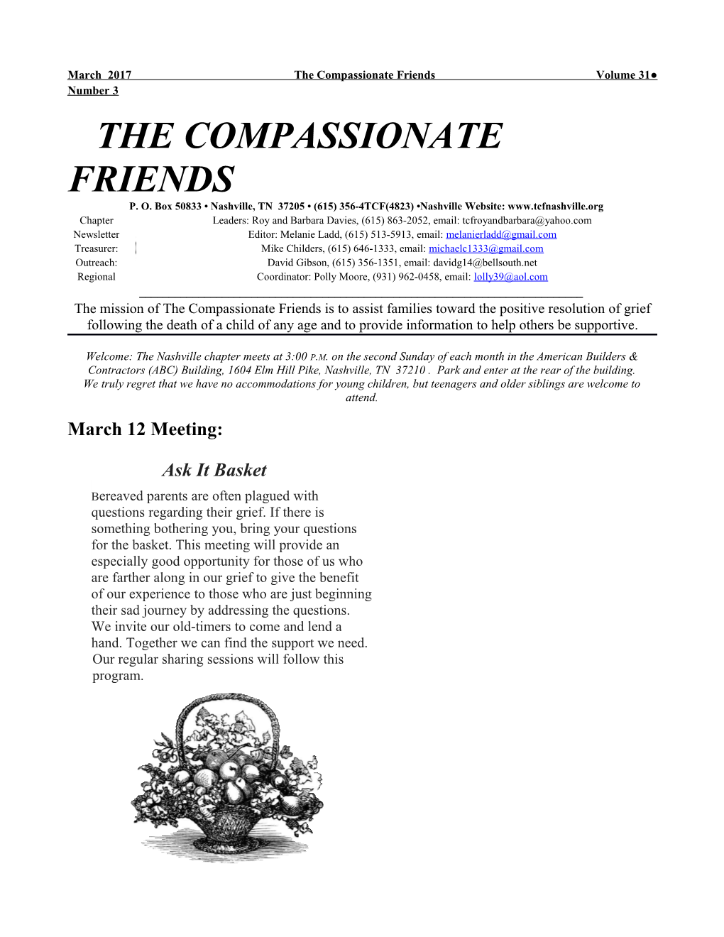 March 2017 the Compassionate Friends Volume 31 Number 3