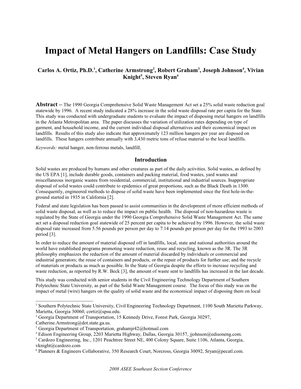 Impact of Metal Hangers on Landfills: Case Study
