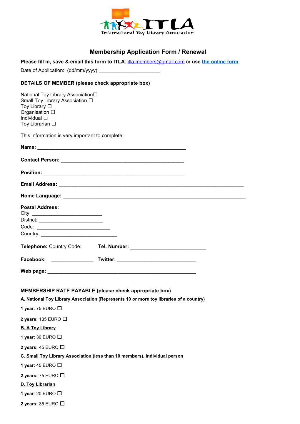 Membership Application Form / Renewal