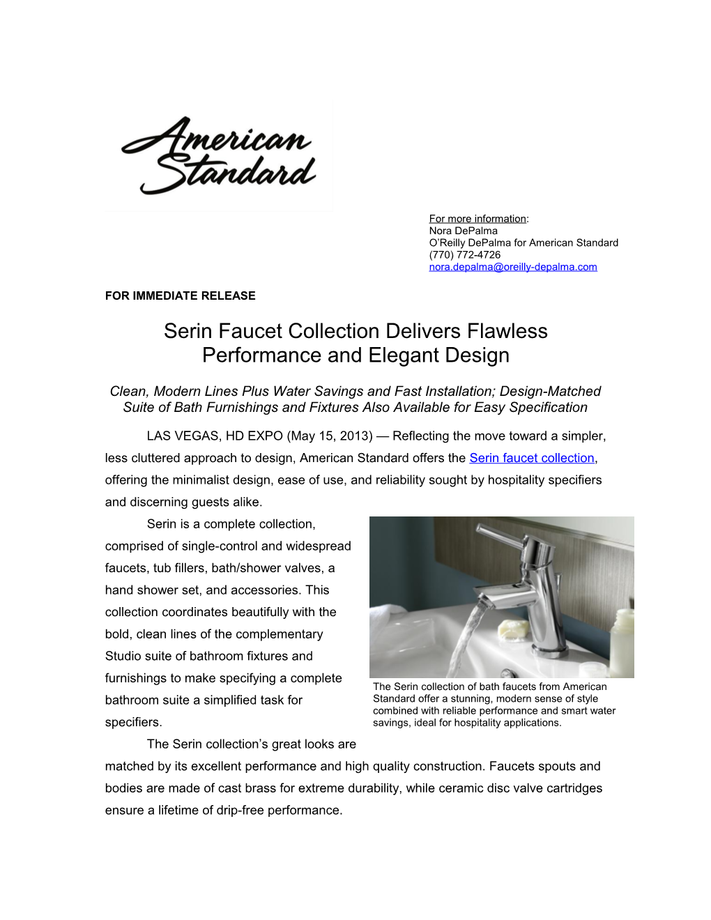 Serin Faucet Collection Delivers Flawless Performance and Elegant Design 3-3-3