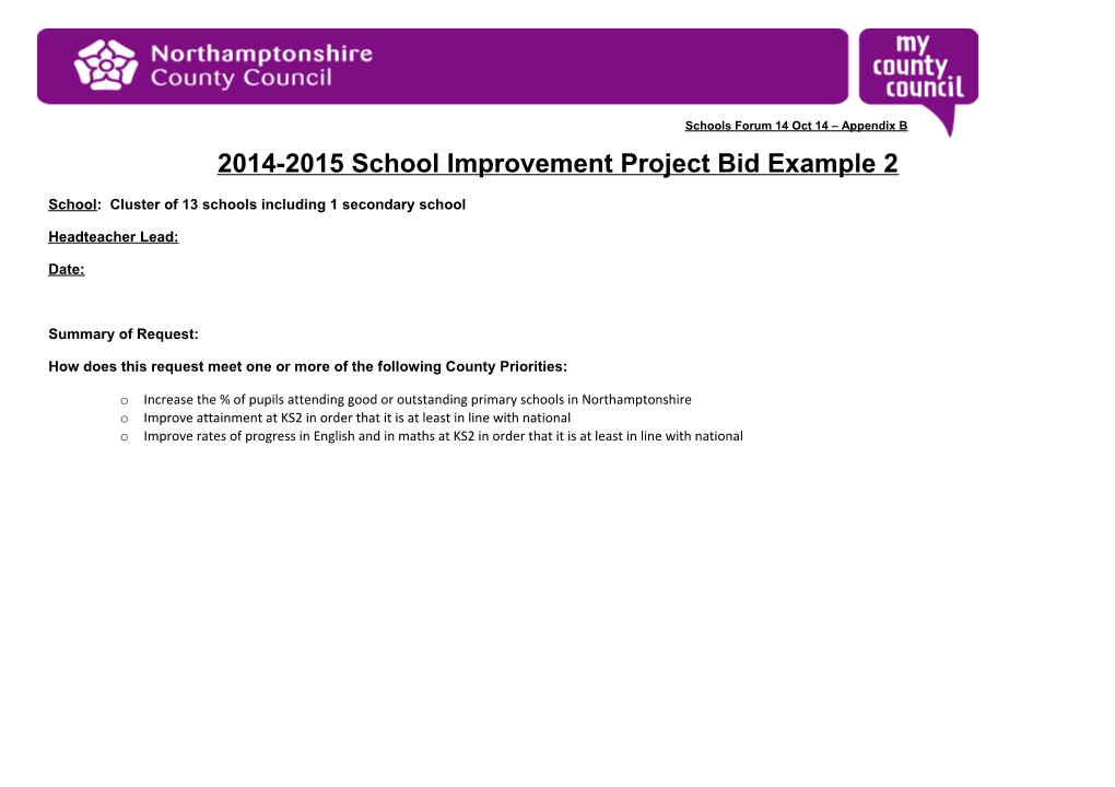 2014-2015 School Improvement Project Bid Example 2