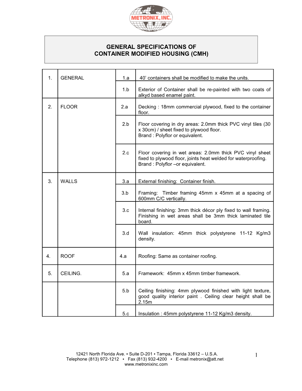 General Specifications Of