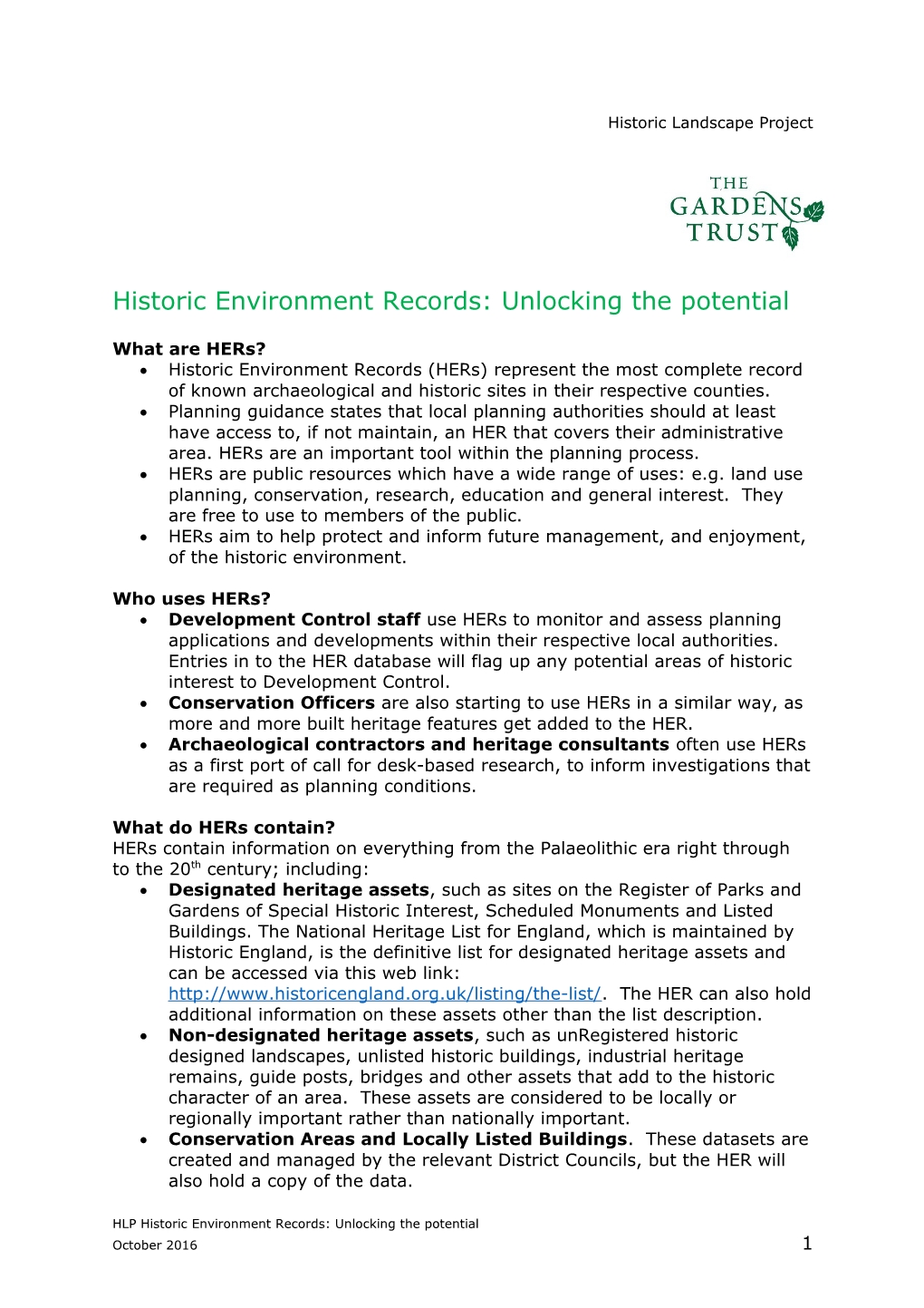 Historic Environment Records: Unlocking the Potential