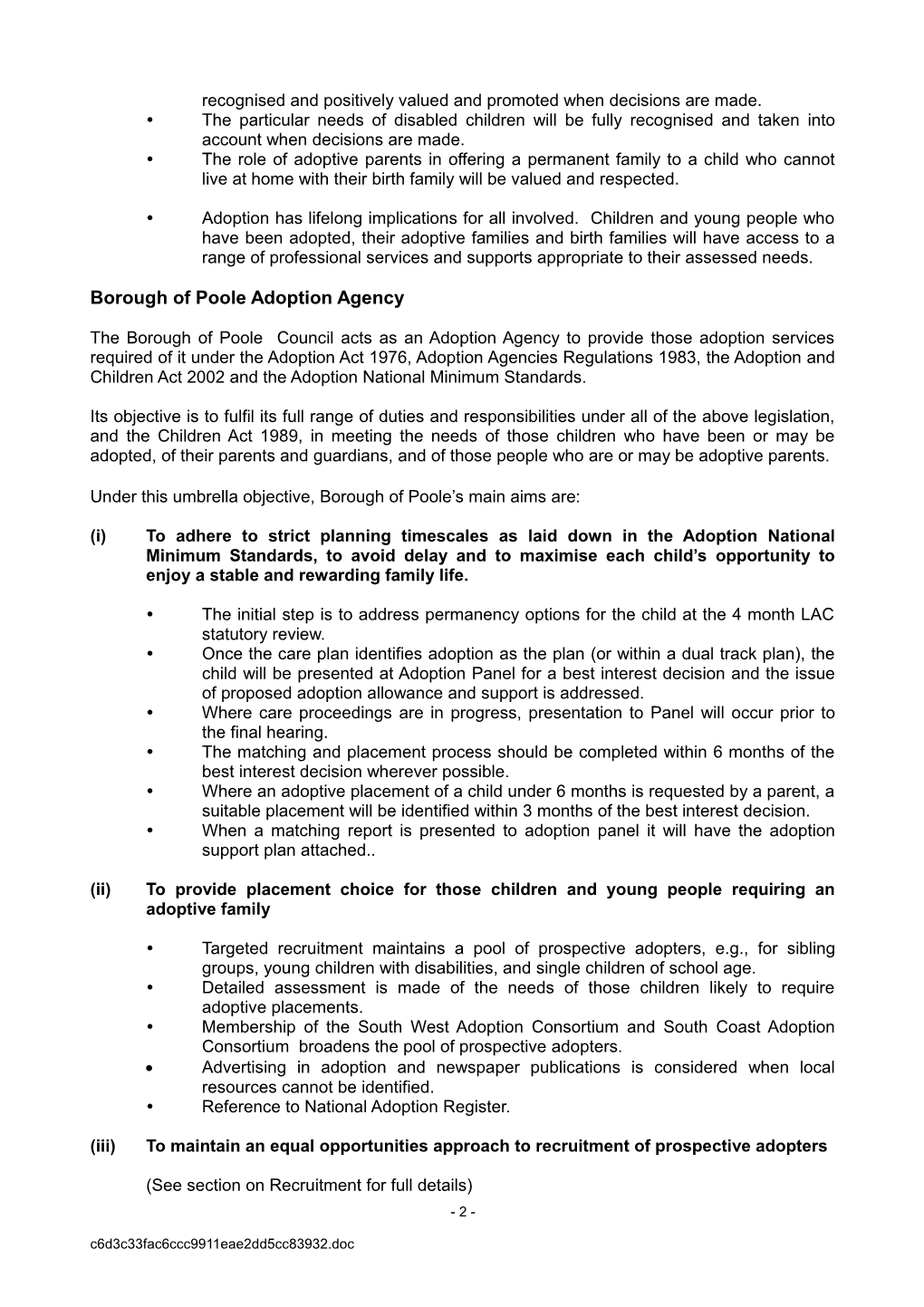 Appendix 1 to Annual Report from Poole's Adoption Panel for 2002/3