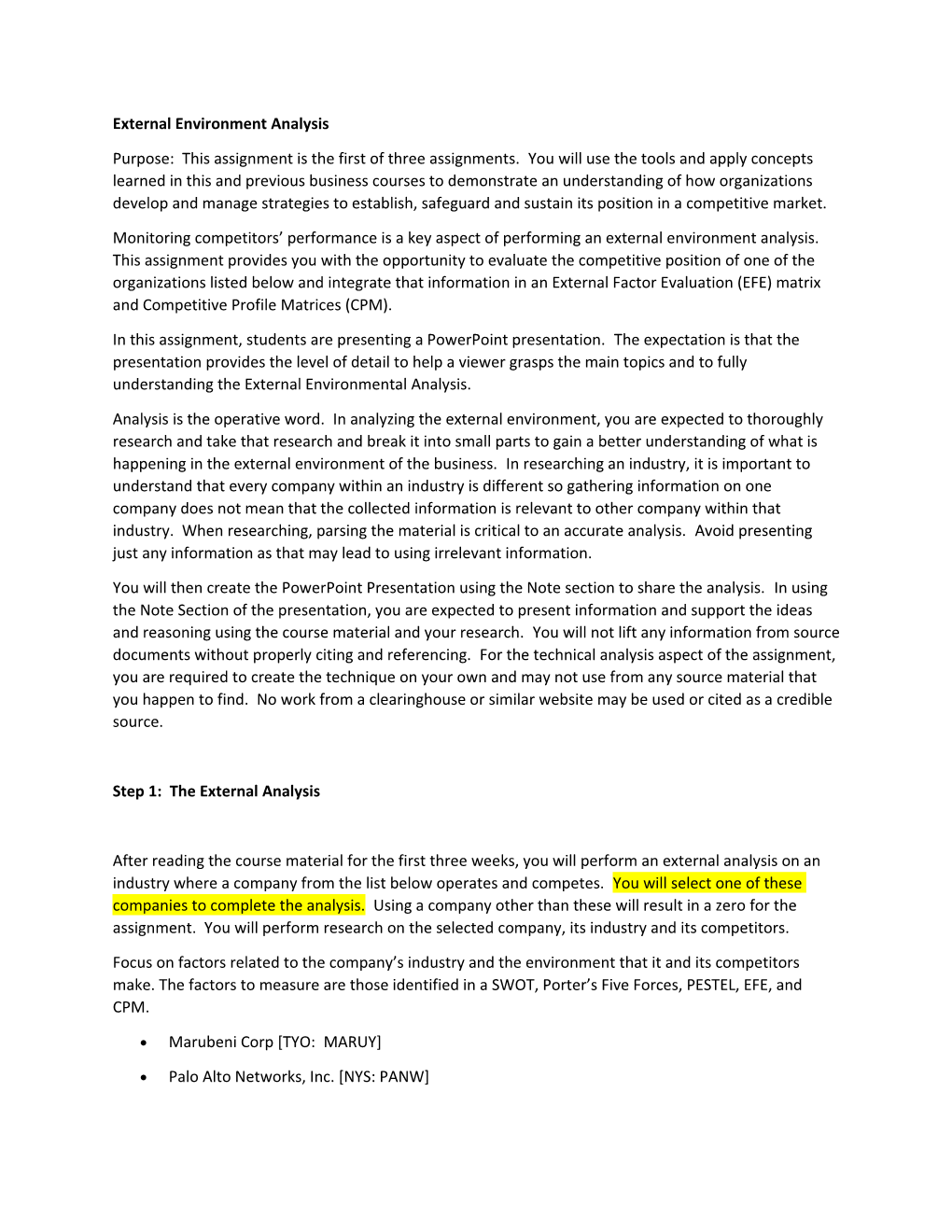 External Environment Analysis