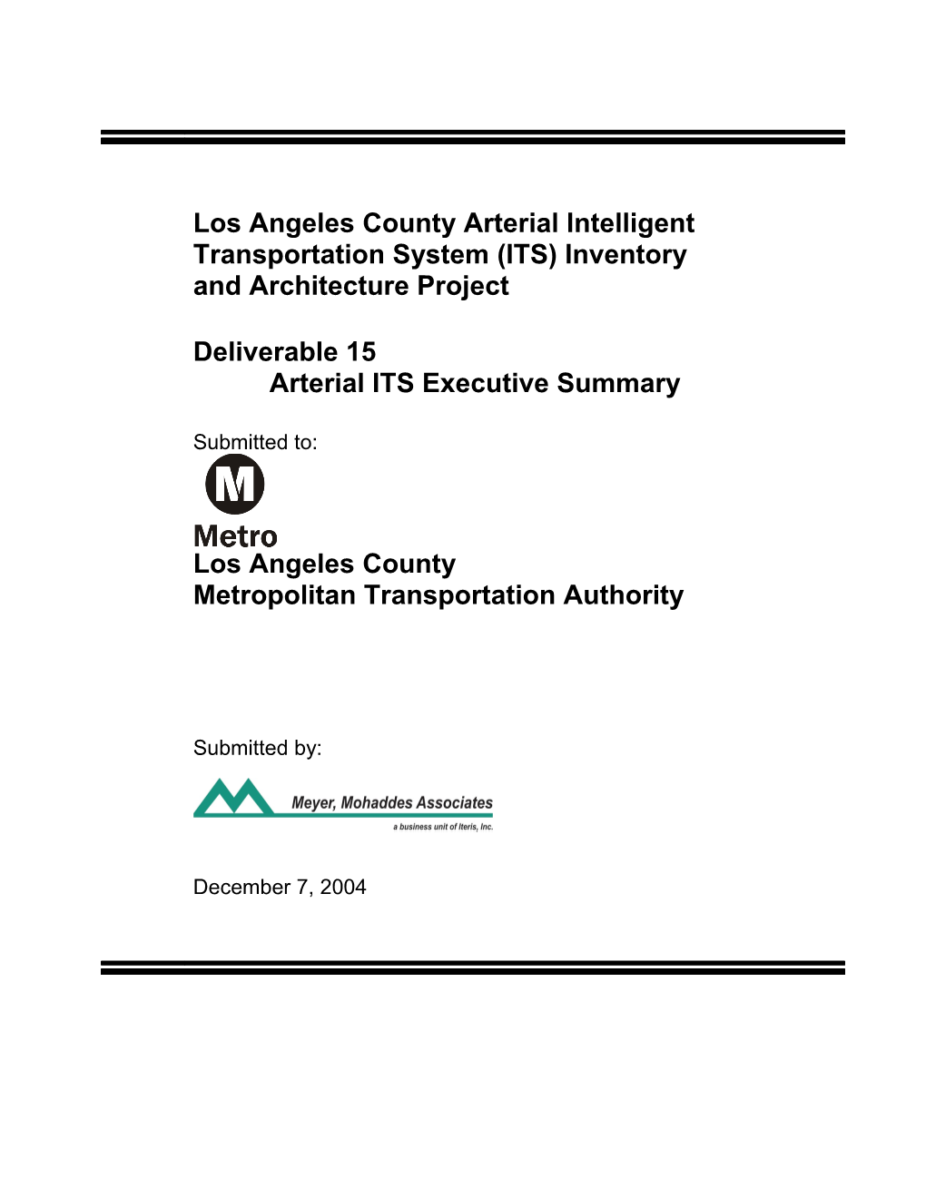 Los Angeles County ITS Architecture Update Executive Summary