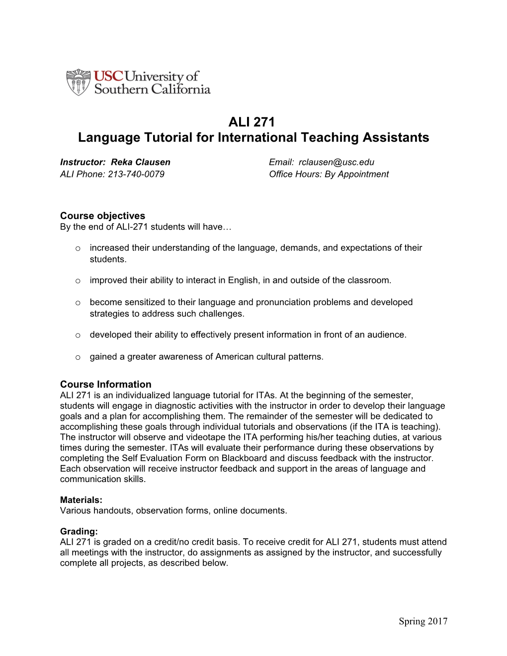 Language Tutorial for International Teaching Assistants