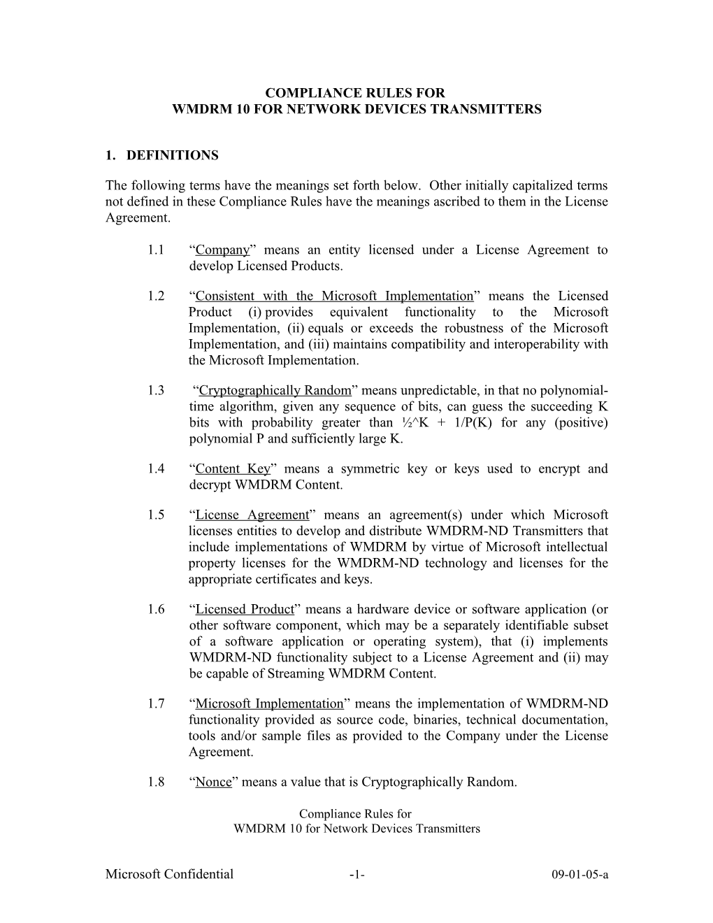 Compliance Rules for Devices Implementing Wmdrm-Nd Transmitter Functionality