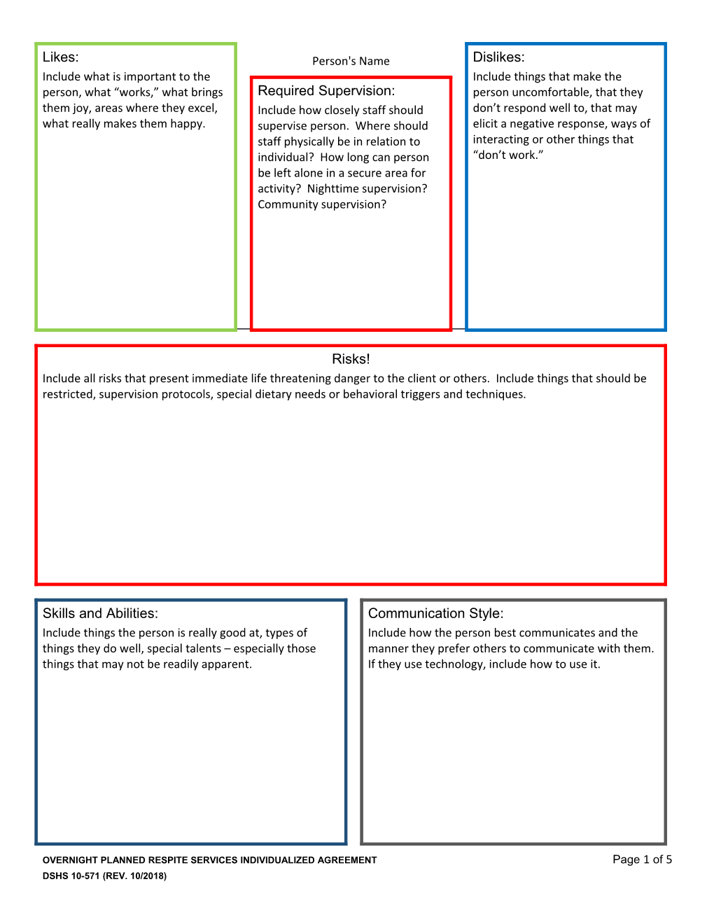 Overnight Planned Respite Services Individualized Agreement