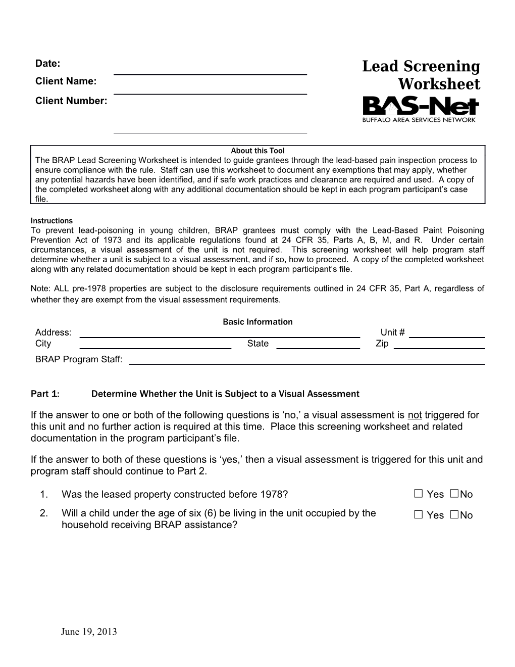 Part 1:Determine Whether the Unit Is Subject to a Visual Assessment