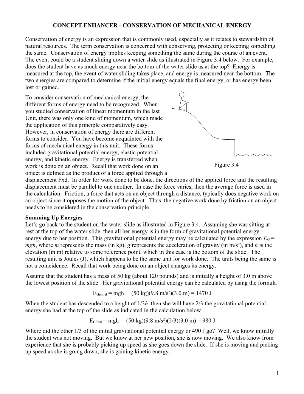 Concept Enhancer - Conservation of Mechanical Energy