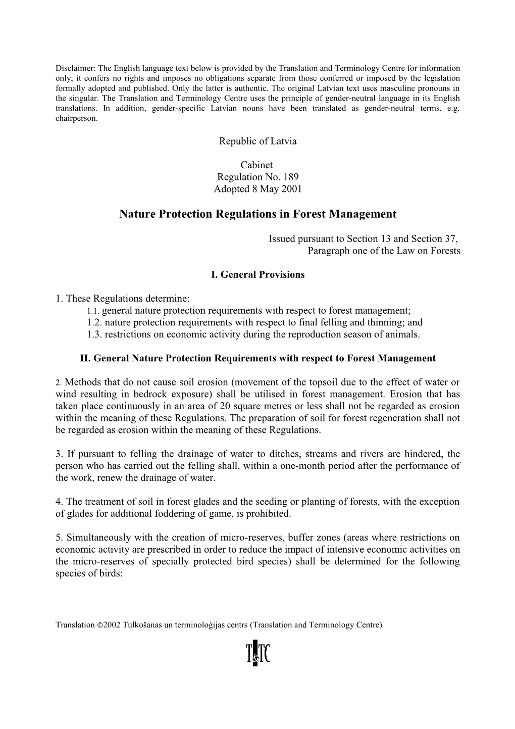 Nature Protection Regulations in Forest Management